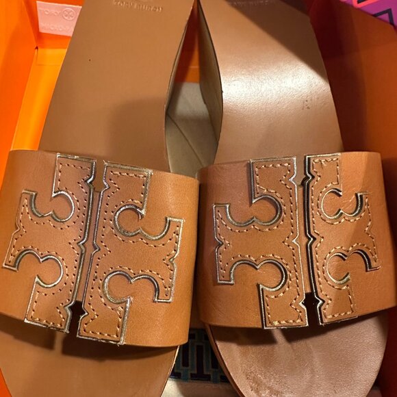 Tory Burch Ines 80 mm Wedge Slide Sandals - Tan - size 7.5 - Picture 2 of 2